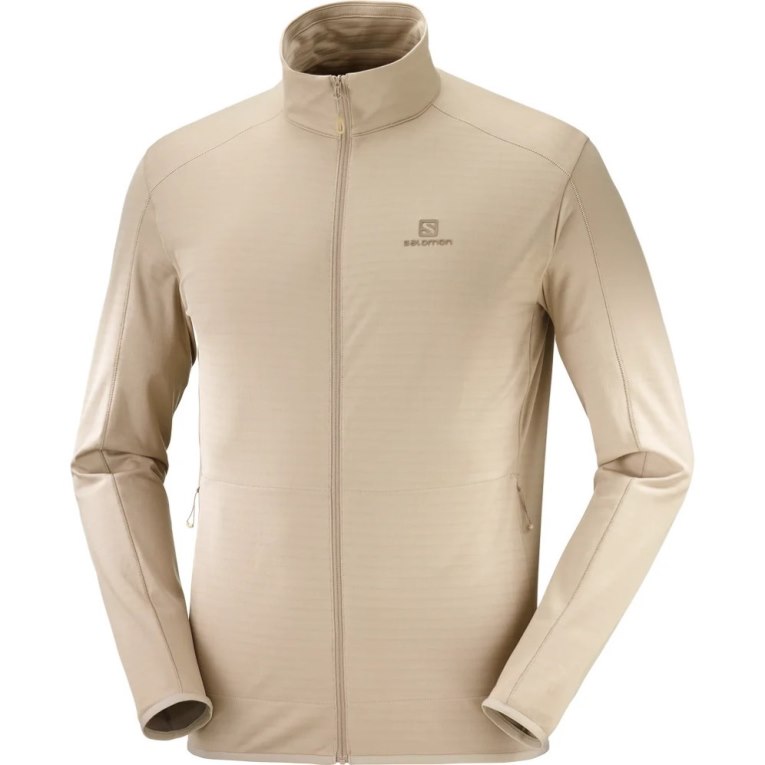 Beige Salomon Essential Lightwarm Full Zip Men's Jackets | PH 10843B